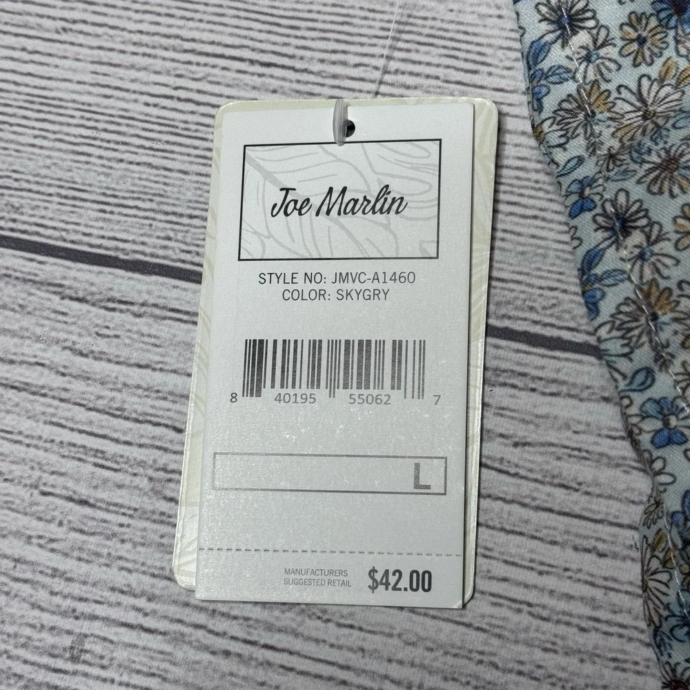 Joe Marlin Sky Gray Blue Brown Floral Lined Swim Trunk Men's Size Large NWT